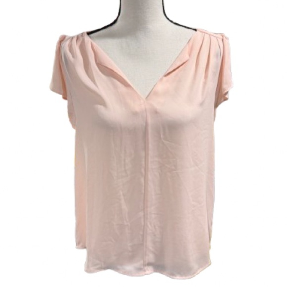 Women's Blush Pink V-Neck Flutter Sleeve Top